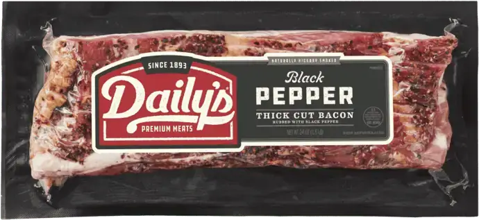 Black Pepper Thick Cut Bacon, 24 oz. package | Daily’s® Premium Meats
